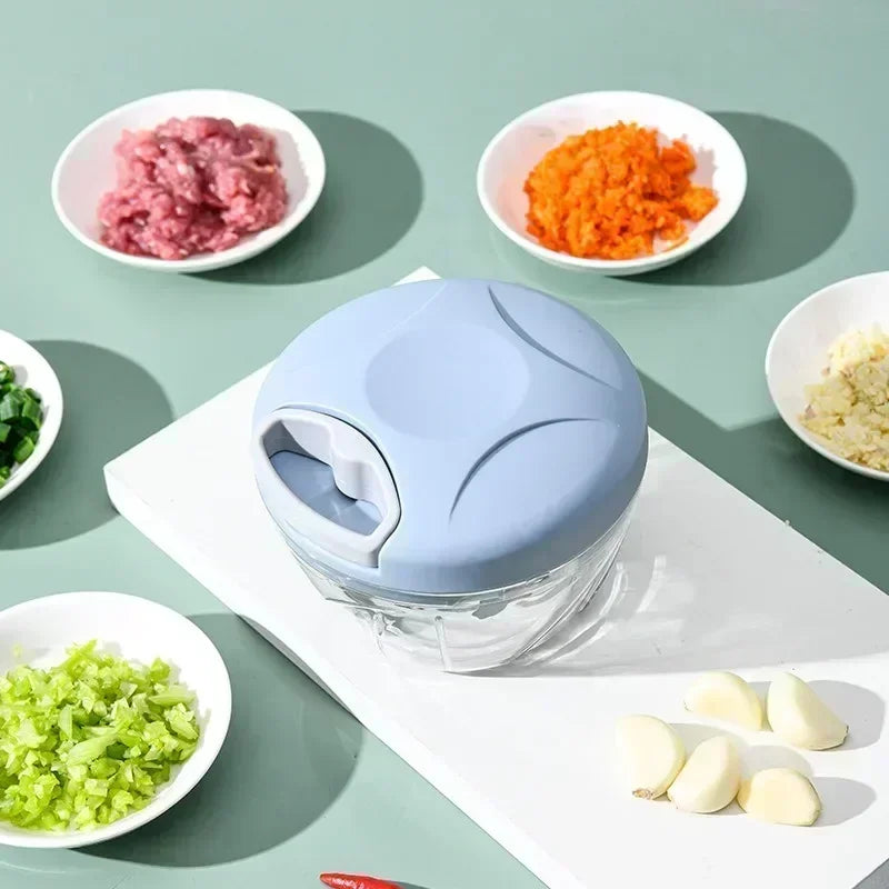 500/900ML Rope Grinder Vegetable Cutter Kitchen Garlic Puller Minced Garlic Chili Fruit Puree Garlic Mixer Rotary Food Processor