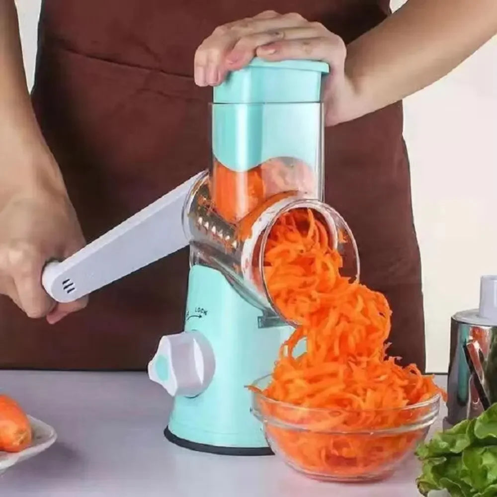Vegetable Cutter & Slicer Manual Kitchen Cheese Chopper Machine with 3 Sharp Drums Multifunctional Garlic Potato Shredder 2025