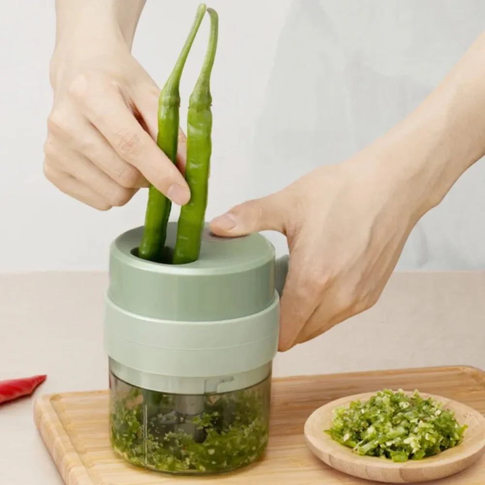 Home Kitchen Electric Food Processor Vegetable Slicer Garlic Presser Cordless Grinder Handheld Blender Automatic Slicer